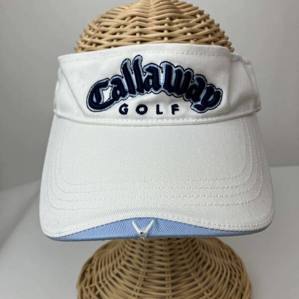 callaway golf キャロウェイ ゴルフ サンバイザー フリーサイズ 白 ホワイト カジュアル スポーツ CAP キャップ 刺繍 ロゴ 日よけ ウェア