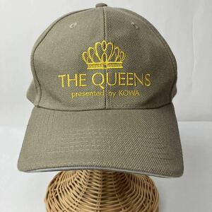 THE QUEENS presented by KOWA クイーンキャップ 帽子 CAP 茶 ベージュ ブラウン スポーツ golf ゴルフ シンプル 刺繍 ロゴ フリーサイズ