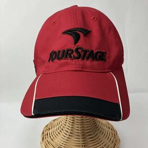 TOUR STAGE ツアーステージ キャップ 帽子 メンズ フリーサイズ 赤 レッド カジュアル スポーツ golf ゴルフ ロゴ 刺繍 日よけ