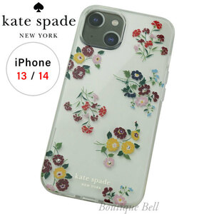  новый товар! Kate Spade цветок букет iPhone13 iPhone14 кейс прозрачный × многоцветный K9056
