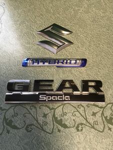 中古 スズキ 純正 スペーシア ギア ハイブリッド リヤゲート エンブレム 3個セット 両面テープはがし済 SUZUKI Spacia GEAR