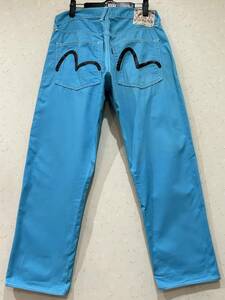 ※EVISU エヴィス エビス LOT 2005 ブラックカモメペイント カラーデニムパンツ スカイブルー 日本製 34 BJBC.D