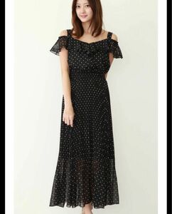 JILL by JILLSTUART ジル バイ ジル スチュアートドットシフォンプリーツロングワンピース　美品