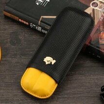 COHIBA レザーシガーケースヒュミドールポータブルポケット旅行ヒュミドールボックス収納葉巻チューブホルダーcjx2535_画像1