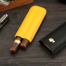 COHIBA レザーシガーケースヒュミドールポータブルポケット旅行ヒュミドールボックス収納葉巻チューブホルダーcjx2535_画像3