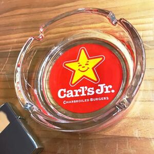 ガラスアッシュトレイ 灰皿 (Carl's Jr カールズジュニア）アドバタイジング 小物入れ レトロ 喫煙グッズ タバコ アメリカン雑貨