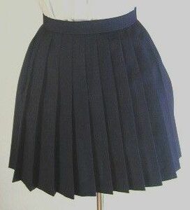 紺色　スクール プリーツスカート(本格的)40cm丈