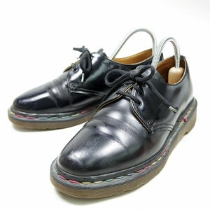 英国製　UK4　23㎝相当　Dr.Martens　ドクターマーチン　3ホール　レインボーステッチ　ブラック　イングランド製/U7616