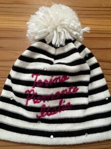  postage included!kappa Kei pa.... attaching knitted cap border Stone white × black GOLF Golf wear knit cap Beanie 