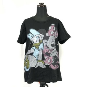 Disney/ディズニー公式★デイジー×ミニープリント/半袖Ｔシャツ【women’s size -3L/黒/black】Tops/Shirts◆BH85