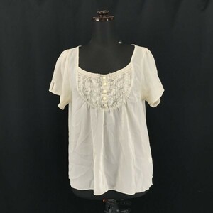 NANDI★透け感/半袖/シフォンシャツ【women’s size -13/LL/ベージュ/beige】short sleeve shirts/Tops◆BG944