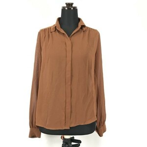 SLY/スライ★長袖シャツ/シースルー【Women's size-S/茶/Brown】Tops/Shirts◆BG935