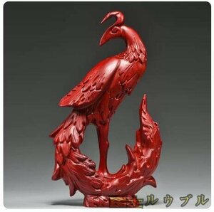 新入荷☆ 紅花梨実木質彫刻吉祥鳳凰置物高さ12 cm