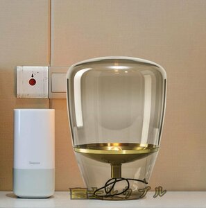 デザインインテリア　ナイトスタンド　　クリア&ゴールド　間接照明　テーブルライト　ランプ
