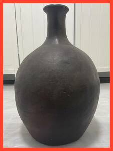 AO0420.4 花瓶 花器 花入 壺 一輪挿し 茶系 高さ約33cm 直径約23cm口径約6.5cm 詳細不明 陶器 骨董