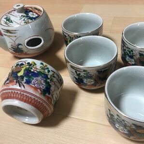 長期保管品 茶器揃 九谷焼 庄三 急須 茶道具 湯呑み 5客セット 陶器 湯飲み コップ 和食器  a51の画像1