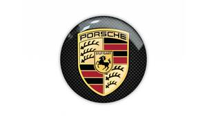 即納 ポルシェ PORSCHE ロゴ 3D カーボンルック 枠なし 35mm ステッカー 《送料無料》残り1点