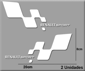 即納 ルノースポール RENAUL SPORT ホワイト カッティング 200mm x 80mm 2枚セット ステッカー 《送料無料》