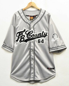 ビッグサイズ FB COUNTY ベースボールシャツ ユニフォーム ナンバリング シルバーグレー メンズ2XL相当(24250