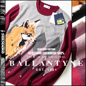 極上スコットランドカシミヤ100％■復刻タグ新品14万【BALLANTYNE】限定バランタインヘリテージダイヤモンドフォックスクルーネックニット