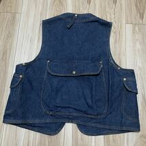 珍品 Lee ビンテージ ハーフムーンデニムベスト vintage denim vest work jacket ハンティング ジャケット 1970s 1960s ll bean hunting_画像3