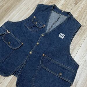 珍品 Lee ビンテージ ハーフムーンデニムベスト vintage denim vest work jacket ハンティング ジャケット 1970s 1960s ll bean hunting