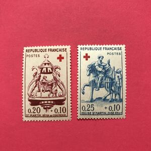 外国未使用切手★フランス 1960年 赤十字 2種