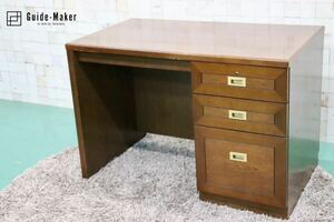 GMGS40 height . industrial arts SEED with a tier of drawers on one side desk study desk desk writing desk work desk office desk position member desk . a little over desk oak material Classic prefecture middle furniture inspection )domani