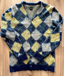 タウンクラフト Penny’s Towncraft モヘア カーディガン M アーガイル ネイビー argyle navy cardigan 青 カートコバーン ニルヴァーナ