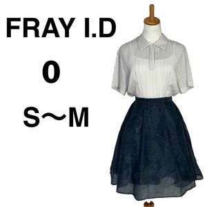 訳あり美品【FRAY I.D】インナー付き ストライプ ネイビー ワンピース 膝丈ワンピース シフォン ドッキングワンピース