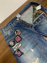 [FIVE-O DUPPIES] REMAKE BADGE JEAN リペア加工 ワッペン インディゴデニムパンツ XL 日本製 ファイブオー ダッピーズ_画像4