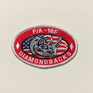 米海軍 VFA-102 &#34;DIAMONDBACKS&#34; RHINO マスコットパッチ(白ボーダー)