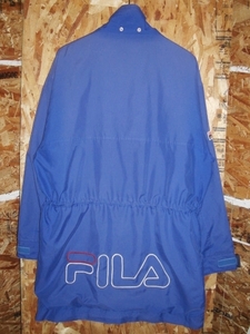 L フィラ FILA ハーフコート 90sビンテージ 青 裏地付 スプリングコート ヴィンテージ 古着 K20D63