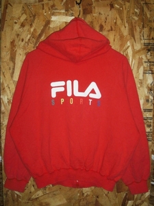 3 フィラ FILA ジップパーカー ZIP スウェット 90sビンテージ 赤 マルチ刺繍 K20C189