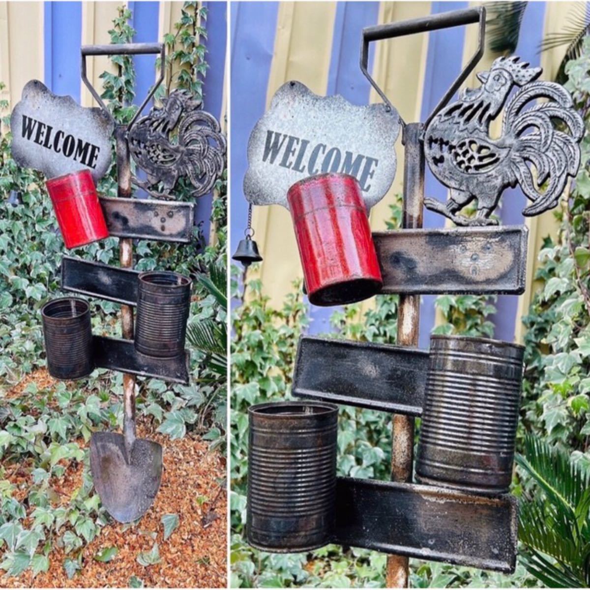 Palillos de jardín hechos a mano (en forma de pala) Adornos de jardín Tablero de bienvenida Pollo Latas rehechas #Artículos de jardinería #Jardín basura, Artículos hechos a mano, interior, bienes varios, otros