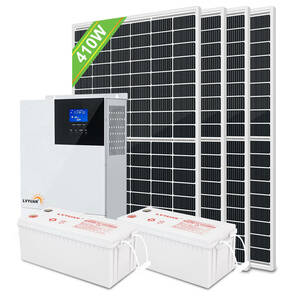新品 MPPT 3KW太陽光システム 発電量6.56kWh ソーラーパネル 410W4枚+MPPT 3KW純正弦波ハイブリッドインバーター 24Vバッテリー対応LVYUAN