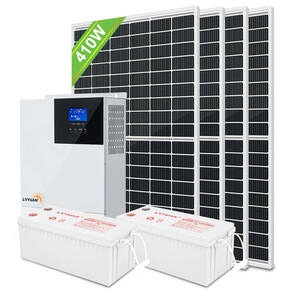 新品 MPPT 3KW太陽光システム 発電量6.56kWh ソーラーパネル 410W4枚+MPPT 3KW純正弦波ハイブリッドインバーター 24Vバッテリー対応LVYUANの画像1