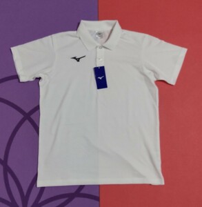  Mizuno polo-shirt white unisex M size cotton . material 