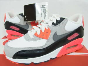 国内新品 2015 NIKE AIR MAX 90 PREM LTR GS WHITE GREY BLACK INFRARED ナイキ エア マックス インフラレッド 23.5cm US5Y 724879-100