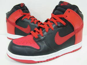 美中古 2012 NIKE DUNK HIGH BLACK RED WHITE AIR JORDAN AJ1 PACK BRED ナイキ ダンク レッド ホワイト ブレッド 317982-051 25.5cm US7.5