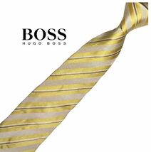 HUGO BOSS ネクタイ ストライプ柄 USED ヒューゴボス レジメンタル 中古 t373_画像1