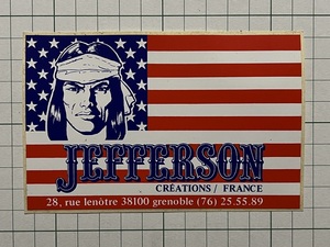 外国のステッカー：JEFFERSON インディアン USA フランス ヨーロッパ ビンテージ カスタム +Db