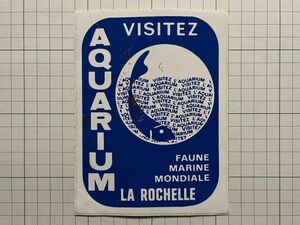 【大きめサイズ】フランス 古いステッカー：アクアリウム （表面に汚れあり）魚 ヨーロッパ カスタム ビンテージ +Ae