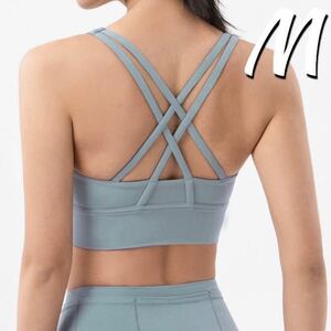  blue M size sports bra single goods double strap Cross design hot yoga wear tank top bla top tops high support 