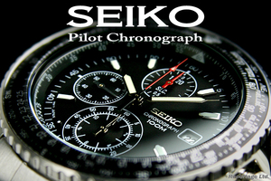  abroad limitated production reimport model [SEIKO] Seiko Flight Master 1/20 second high speed Pilot Chrono BK new goods 