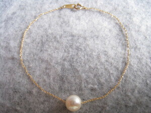 [SAMU] wonderful!!.. eminent natural ... pearl 7.0mm k10 gold bracele * as good as new!