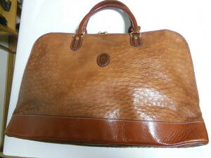  beautiful goods LA LAURENTla* rolan high class exotic leather men's bag Boston bag Ostrich leather Brown free shipping 