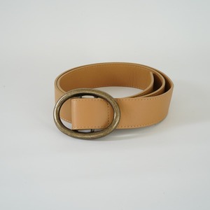 CLANE クラネ CIRCLE BUCKLE WIDE BELT サークルバックルワイドベルト レザー ベージュ キャメル 牛革