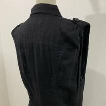 ARMANI JEANS イタリア製 リネンワンピース ノースリーブワンピース エポレット 黒 極上 アルマーニジーンズ【レターパックプラス郵送可】E_画像7