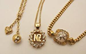 ▲NINARICCI☆ニナリッチ☆ネックレス＆ブレスレット☆3点まとめて☆ゴールド☆ラインストーン☆アクセサリー☆管40251471